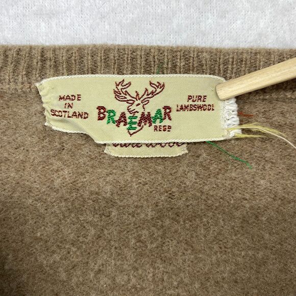 BRAEMAR Sweater Womens S Pure Lambswool Long Sleeve Pullover Brown Scotland Vtg - Picture 8 of 16